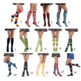 thumbnail image 3 of Calcetines hasta la rodilla a rayas de colores Calcetines de elfo hasta la rodilla Calcetines largos a rayas elásticos, 3 of 5