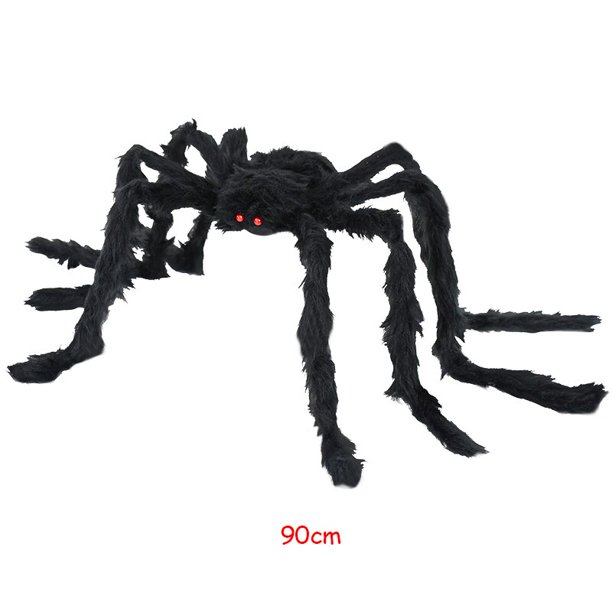 Araña de peluche negra grande de 30/50cm/75cm/90cm, decoraciones de fiesta de Halloween para casa, Bar, Casa Encantada, accesorios de terror, telaraña, juguete para niños