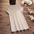 thumbnail image 5 of Ecqkame Summer Linen Dresses for Women V Neck Cap Sleeve Ruffle Hem Solid Color Dress Casual Loose Flowy Beach Sundress Khaki L, 5 of 6