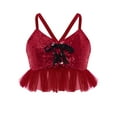 thumbnail image 3 of Miutii Kids Girls Jazz Dance Outfits Tulle Ruffle Camisole Top with Bell-Bottom Pants Sequins Ballroom Dancewear Red 8, 3 of 7