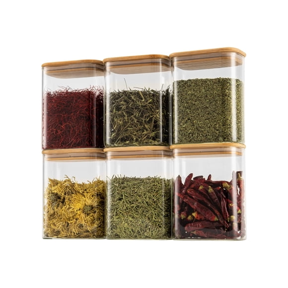Recipientes de vidrio para almacenamiento D2scrma de 1100 ml con tapa de bambú hermética