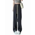 thumbnail image 2 of Women Sweatpants Wide Leg Drawstring Workout Casual Baggy Pants High Waist Dark Gray XL, 2 of 7