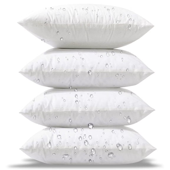 Phantoscope Waterproof Outdoor Pillow Inserts 4 Pack, 18x18 Square All-Weather Cushion Inserts for Patio Poolside & Indoor Furniture