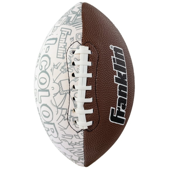 Franklin Sports I-Color Football with 10 Color Marking Pens, White/Brown, 0.35 lbs