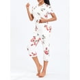 thumbnail image 4 of Women 2 Piece Pajamas PJs Set Floral Short Sleeve Tops and Capri Pants Loungewear Soft Sleepwear Nightwear, 4 of 6