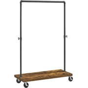 VASAGLE Clothes Rack Heavy Duty Clothing Rack Rolling Garment Rack with Shelf for Bedroom Laundry Room Retail Store Rustic Brown and Black