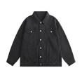 thumbnail image 1 of MKLEKYY Veste en Cuir Rouge Col pour Hommes Veste en Denim à la Mode et Décontractée Manches Longues Veste en Denim, 1 of 4