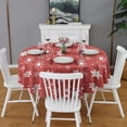 thumbnail image 2 of Red Christmas Snowflake Pattern Round Tablecloth 60"x60",Wrinkle Wipeable Table Cloth for Kitchen Dining Room Picnic Patio Party, 2 of 6