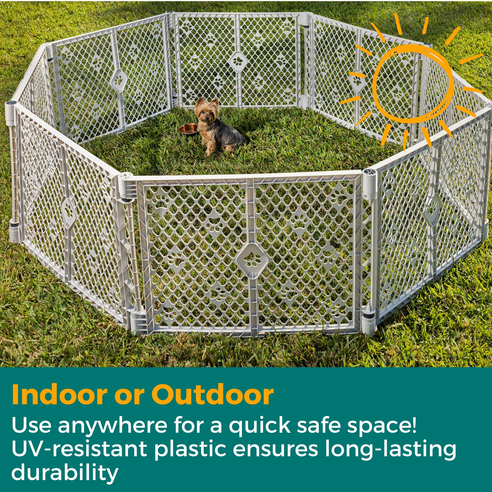 MyPet Paws Petyard 8-Panel Plastic Indoor and Outdoor Playpen for Dogs, Gray