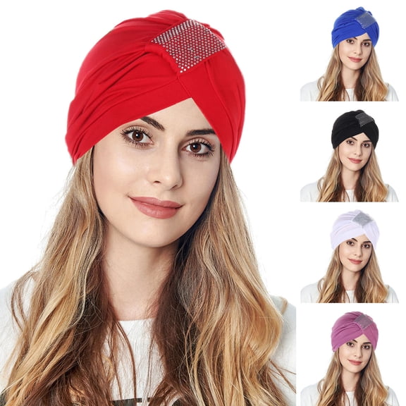 Helii Women Knot Pleated Turban Cap Fashion Stretch Headwrap Lightweight Sleep Hat for Daily Outdoor Sun Hats Cowboy Hat Cute Hats