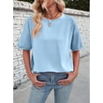 thumbnail image 5 of Womens Oversized T Shirts Loose Fit Crewneck Short Sleeve Tops Summer Casual Blouse Y2K 2025 Basic Tee Sky Blue L, 5 of 9