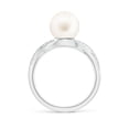 thumbnail image 2 of Angara Freshwater Cultured Pearl Criss Cross Shank Engagement Ring in 14K White Gold for Women | June Birthstone Jewelry for Her, 2 of 8