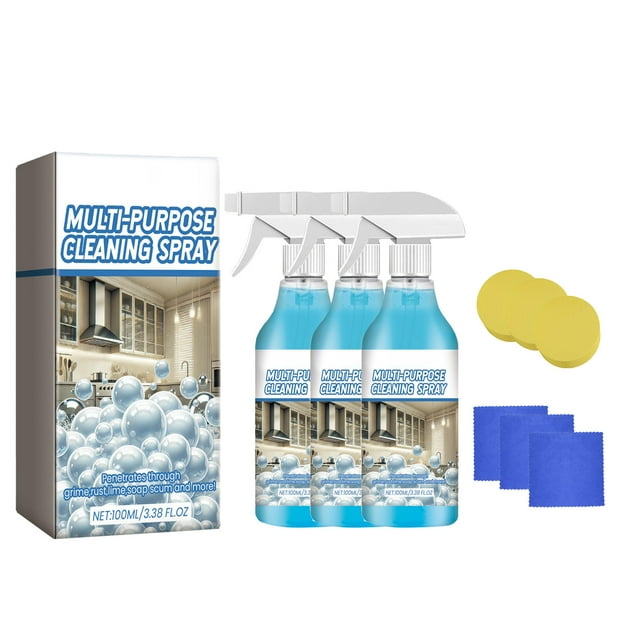 Spray de espuma para cocina | Desgrasante de alta resistencia para desgrasar contra el óxido | Limpiador de superficies multiusos para electrodomésticos, encimeras, estufas | Kit de 3 botellas de