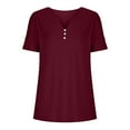 thumbnail image 5 of Raeneomay Button Down Shirts for Women Women's Summer Fashion Solid Color V-Neck Casual Short Sleeved Top Short Sleeved V-Neck Top/Shirt, 5 of 6