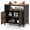 Mix Brown, variant on Rattan Outdoor Storage Cabinet, Patiojoy Outdoor Cabinet with Acacia Wood Countertop, Open Compartment, 2-Door Wicker Sideboard, Outdoor Bar for Patio Garden Backyard Poolside (Brown)