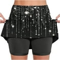 thumbnail image 2 of QATAINLAV Skorts for Women High Waisted Athletic Shorts Tennis Golf Yoga Skirts Shorts Summer Lightweight Workout Skorts Fashion Sequin Print Skirt Pants Deal of the Day Black 3XL, 2 of 3