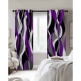 thumbnail image 2 of Blackout Curtains for Bedroom, Purple Stripe Room Darkening Window Drapes for Living Room, Black Grey White Gradient Striped Geometric Thermal Insulated Grommet Curtains, 42x63 inch, 2 Panels, 2 of 9