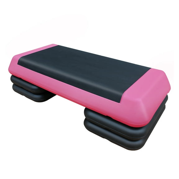 Aerobic Stepper Platform - Adjustable Workout Step with 2 Risers - Fitness Step Platform for Cardio, Home Gym, Exercise - Red/Black