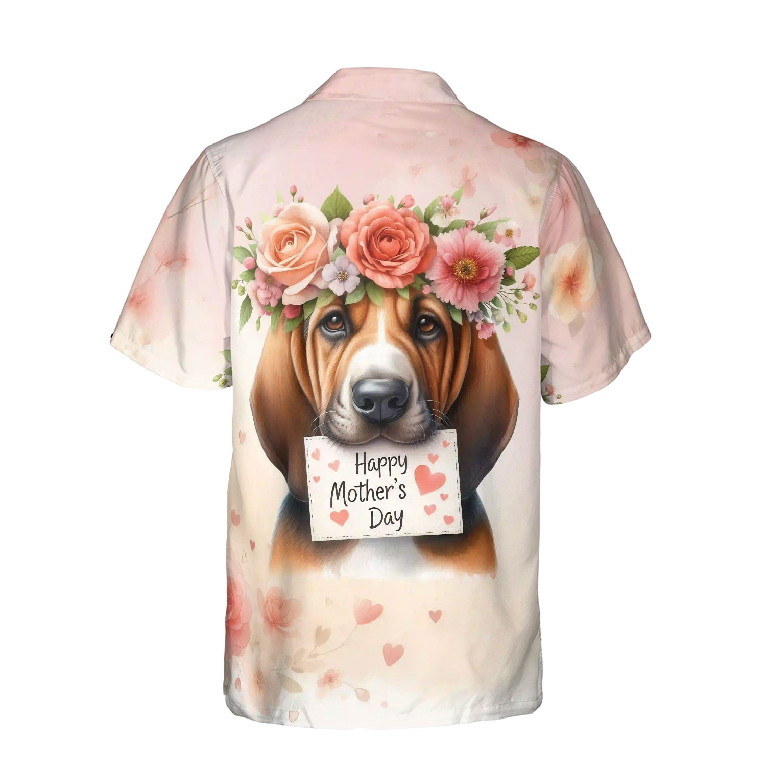 Happy Mother's Day Bloodhound with Flower Crown and Greeting Card Hawaiian Shirt Breathable Summer Unisex Merch Dog Lover - 13004