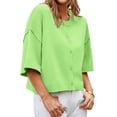 thumbnail image 4 of Half Sleeve Womens Knit Outfits Cropped Button Down Tops Oversized Lightweight Ribbed Knit Cardigan Sweaters, 4 of 5