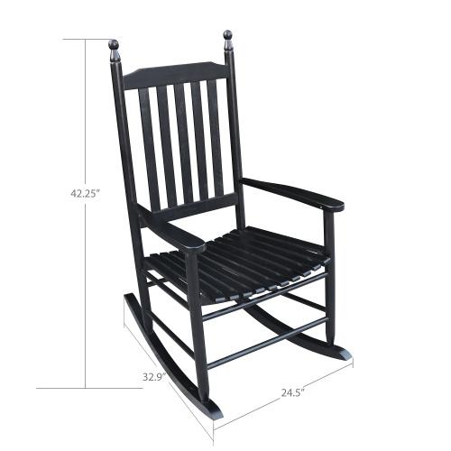 JINS&VICO Wood Rocking Chair for Adults, Rustic Indoor Outdoor Rocker Lounge Chairs for Porch Patio Living Room, Wooden Porch Rocker Chair no Cushion (Black) - image 4 of 7