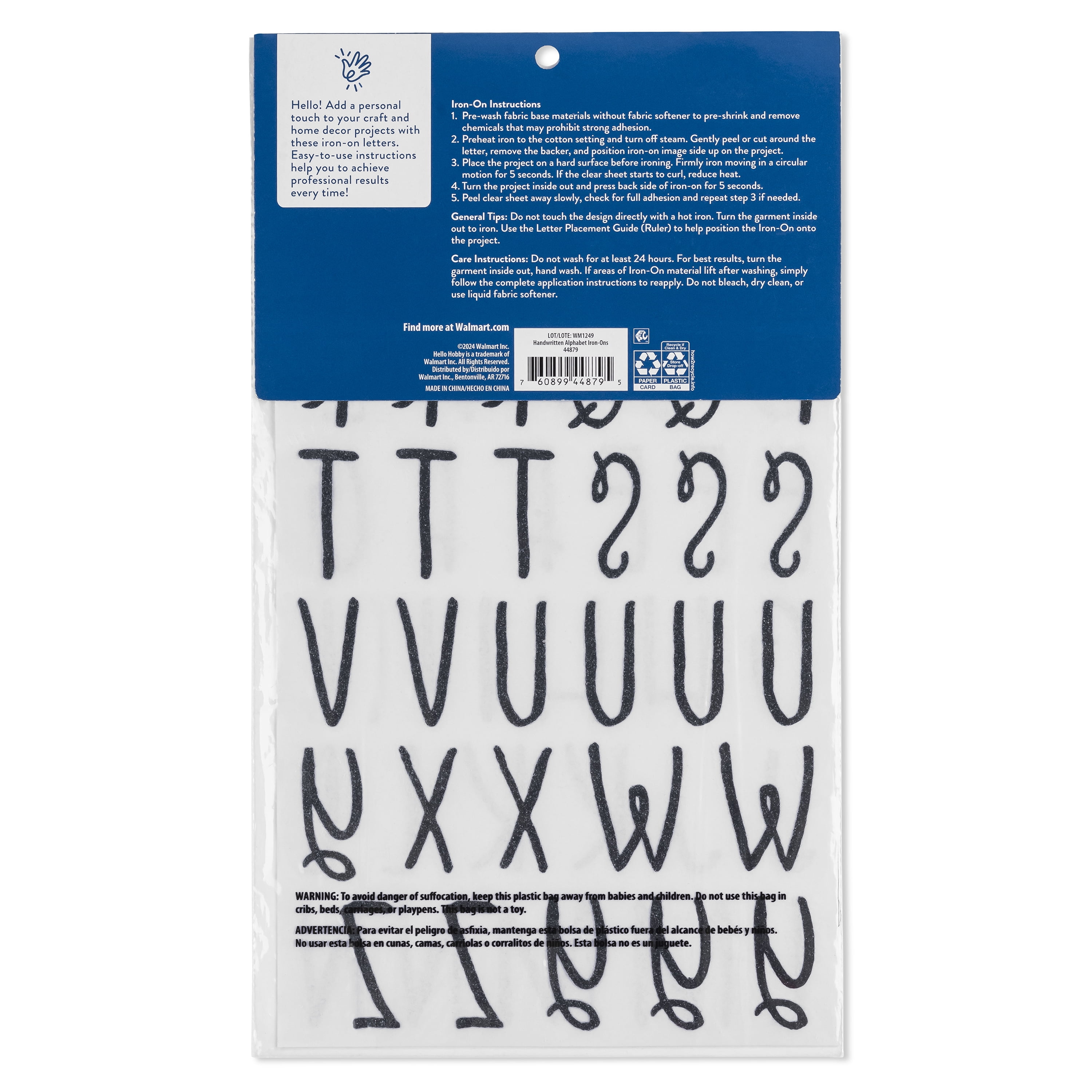 Hello Hobby 69-Piece Iron-on Letters, 2 Sheets