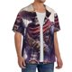 thumbnail image 2 of Balery Cool Skull Cowboy Camisa Casual de Manga Corta con Botones para Hombre, Texturizada, Estilo Cubano, para Playa, Verano-Medium, 2 of 5