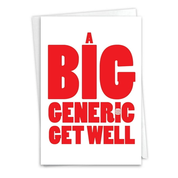 NobleWorks Get Well Greeting Card with 5 x 7 Inch Envelope (1 Card) Big Generic Get Well C5976GWG