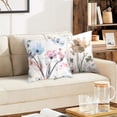 thumbnail image 5 of Flower Throw Pillow Covers 16x16, Watercolor Teal Brown Cream Grey Floral Pillow Cushion Cases, Abstract Modern Pillowcases Home Decor for Sofa Couch Living Room Bedroom Car, Set of 2, 5 of 6