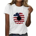 thumbnail image 2 of WREESH Trendy 4th of July Shirts for Women Sunflower Print T-Shirt Crew Neck Short Sleeve Summer Collection White, 2 of 4
