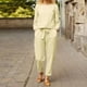 thumbnail image 4 of Trajes De 2 Piezas Conjunto de pantalones de 2 piezas de lino y algodón, ropa diaria de mujer de manga larga (Beige XXXL) Ygjytge para Mujer Beige T XL, 4 of 7