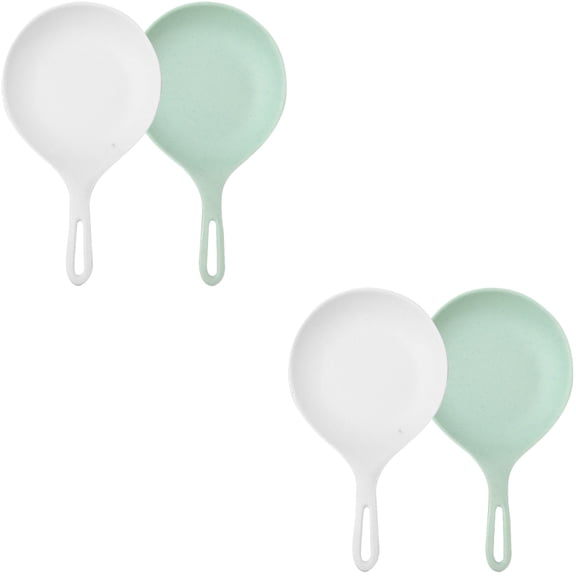 Set of 4 Plastic Plates with Handles for Snacks and , Ideal for Fondue, Fried Chicken, Steak, and Restaurant Serving