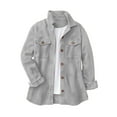thumbnail image 1 of HongQid Veste en Flanelle pour Femmes avec Poches Poitrine, Surchemise Texturée à Boutons, 1 of 9