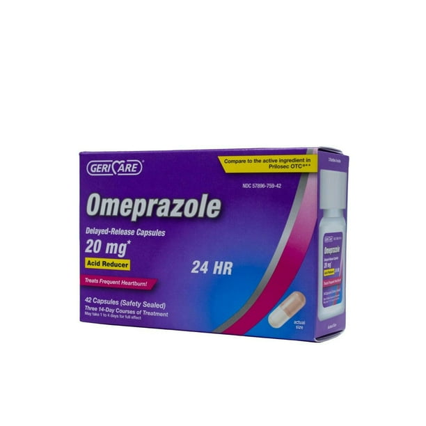 GeriCare Omeprazole Delayed Release Capsules 20 mg, Acid Reducer (42