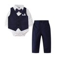 thumbnail image 5 of DHFJKG Toddler Boys Bodysuit Outfits Elegant Long Sleeve Polka Dot Romper Gentleman Trousers Fashion Casual 2 Piece Toddler Litter Boys Leisure Outfits 0-3 Months, 5 of 9