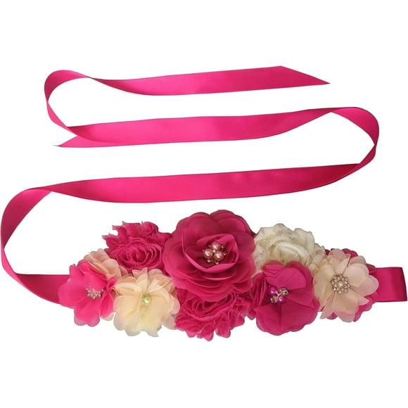 SHIQI-Wedding Bride Belt Sash Floral Sash Belts for Maternity Dresses Floral Belt Sash Girls Women Baby Shower Sash Belt
