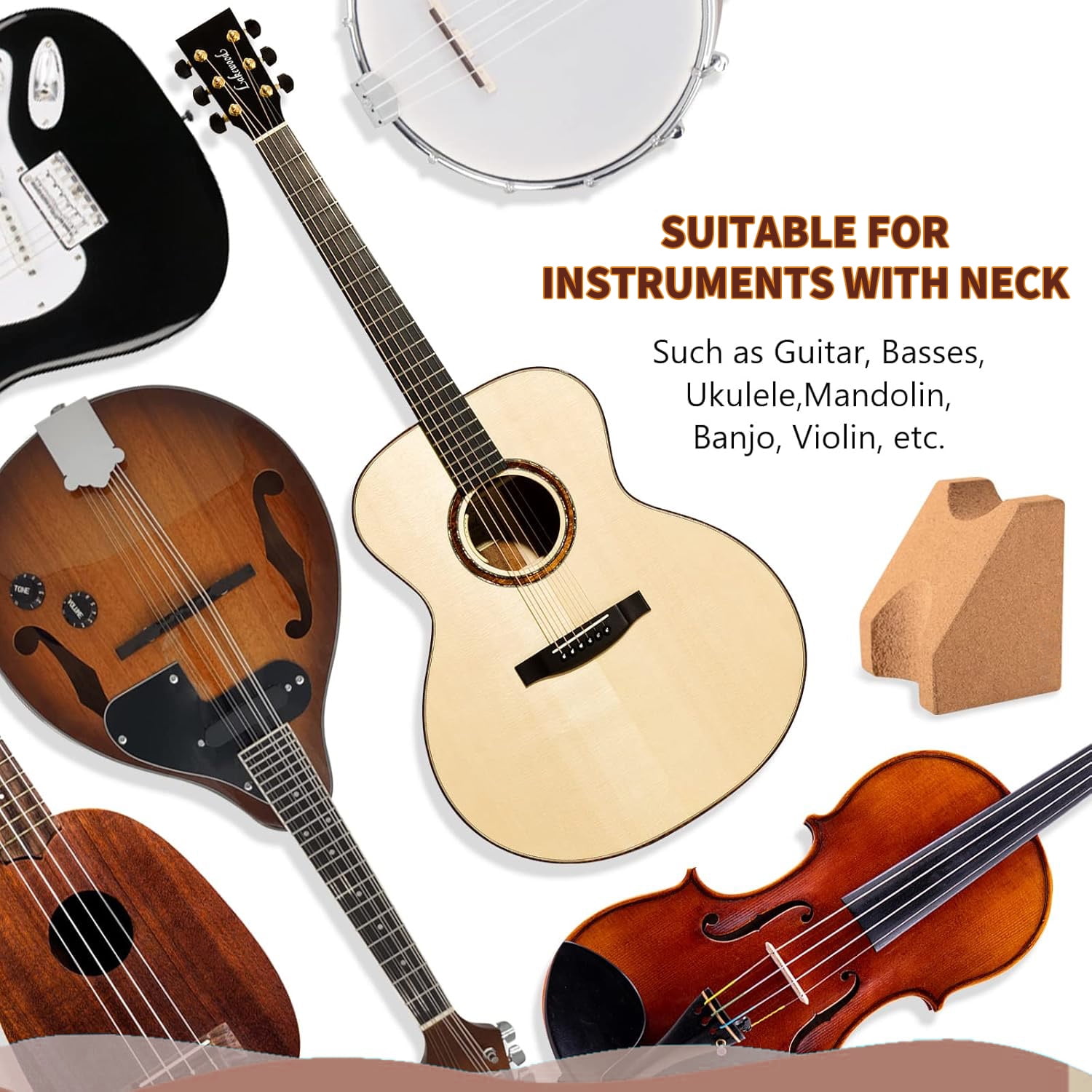 Guitar Neck Support Pillow - Universal Instrument Cradle for Guitar, Violin, Ukulele, Banjo, Mandolin Repair & Maintenance, Ergonomic Workstand Tool with Non-Slip Base for Luthiers & Musicians