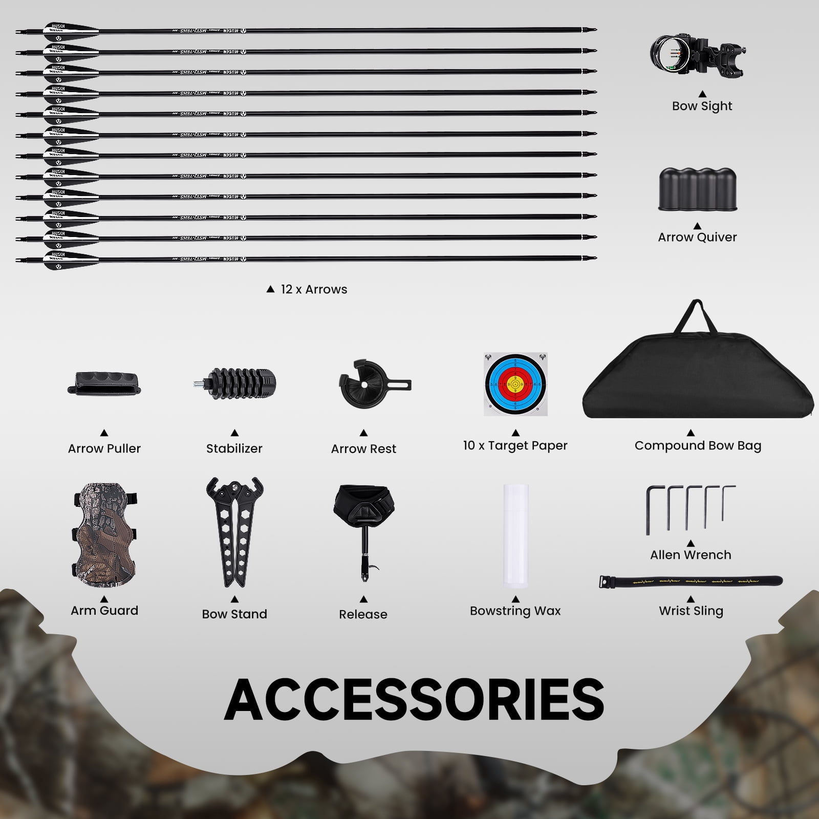 Lightweight Compound Bow Package for Youth, Adults, Beginners & Women,22.5"-30" Draw Length,10-50 Lbs Draw Weight,290fps,Limbs Made in USA,Hunting Bow Archery Set