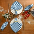 thumbnail image 5 of GZHJMY Set of 6 Retro Vintage Blue Checkered Gingham Plaid Tartan Geometric Check Cloth Napkins Washable Polyester Dinner Napkins 20"X20" for Dining Table Wedding Party Fall Holidays, 5 of 7
