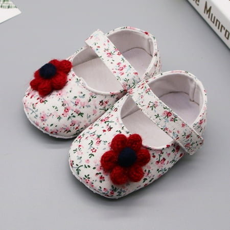 

CAICJ98 Toddler Shoes Girls Baby Prewalker Printing Single Soft Sole Shoes Applique Flowers Baby Shoes Baby Bowling Shoes