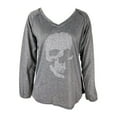 thumbnail image 3 of Women's Rhinestone Skull Tank Tops, Long Sleeve Spring Autumn V Neck Sleeveless Shirts Tops, S-2XL, 3 of 5