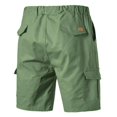thumbnail image 4 of Mens Casual Drawstring Cargo Shorts Classic Relaxed Fit Elastic Waist Work Shorts with Multi-Pocket, 4 of 9