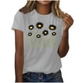thumbnail image 2 of NSLGXD Women's T-Shirts Summer Short Sleeve Crew Neck Shirts Fashion Cute Sunflower Print Tees Ladies T Shirts, 2 of 4