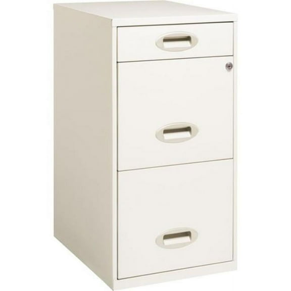 Realspace 18"D Vertical 3-Drawer Letter-Size File Cabinet, Metal, Pearl White