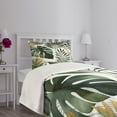 thumbnail image 4 of Ambesonne Green Quilted Bedspread Set 2 Pcs, Tropical Nature Design Leaves, Twin Size, Emerald Ivory Pale Brown, 4 of 4