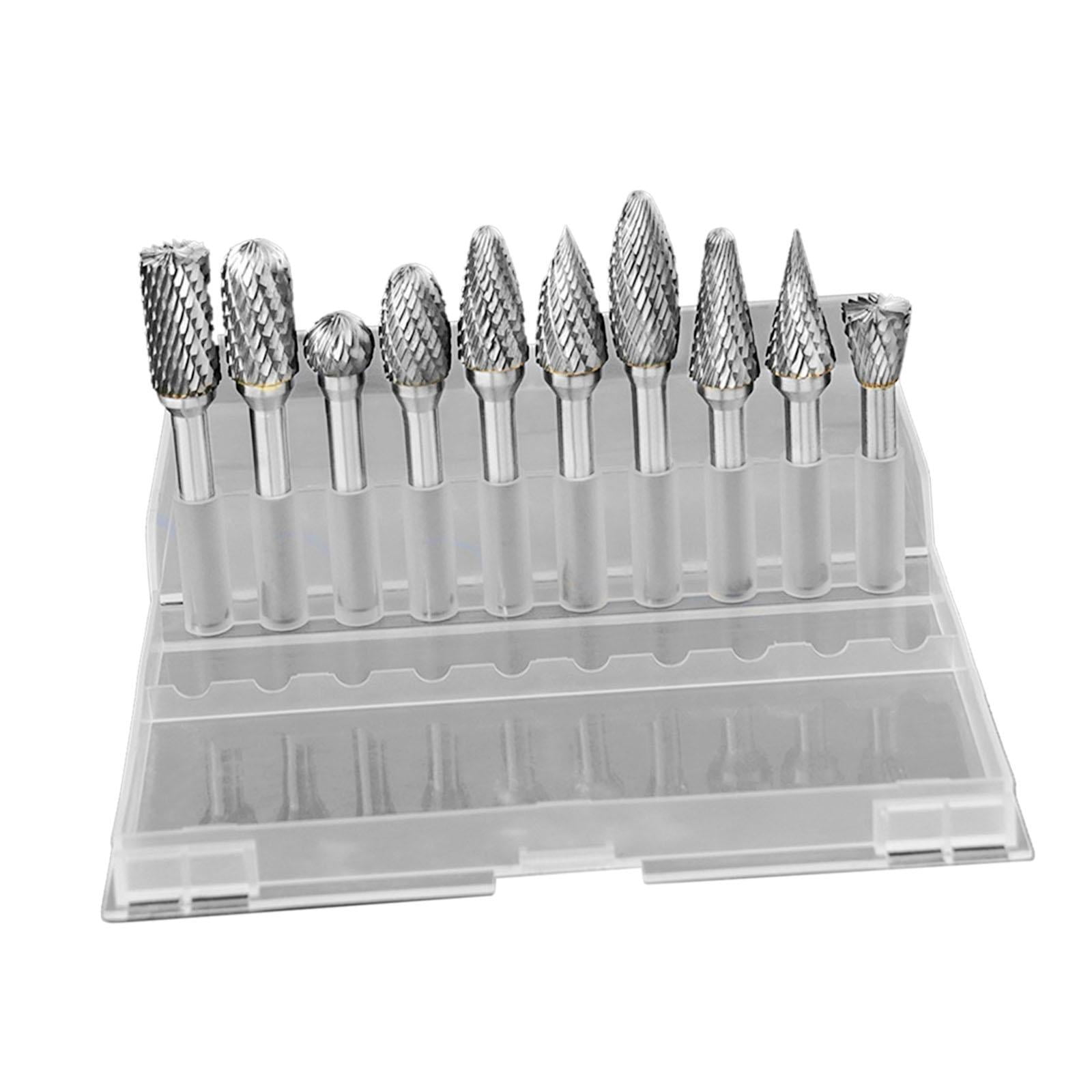 colaxi Rotary Drill Set Tungsten Steel, Metal Grinding Engraving Bits, Rotary Burr Set Double Cut Carving Bits for Metal Engraving