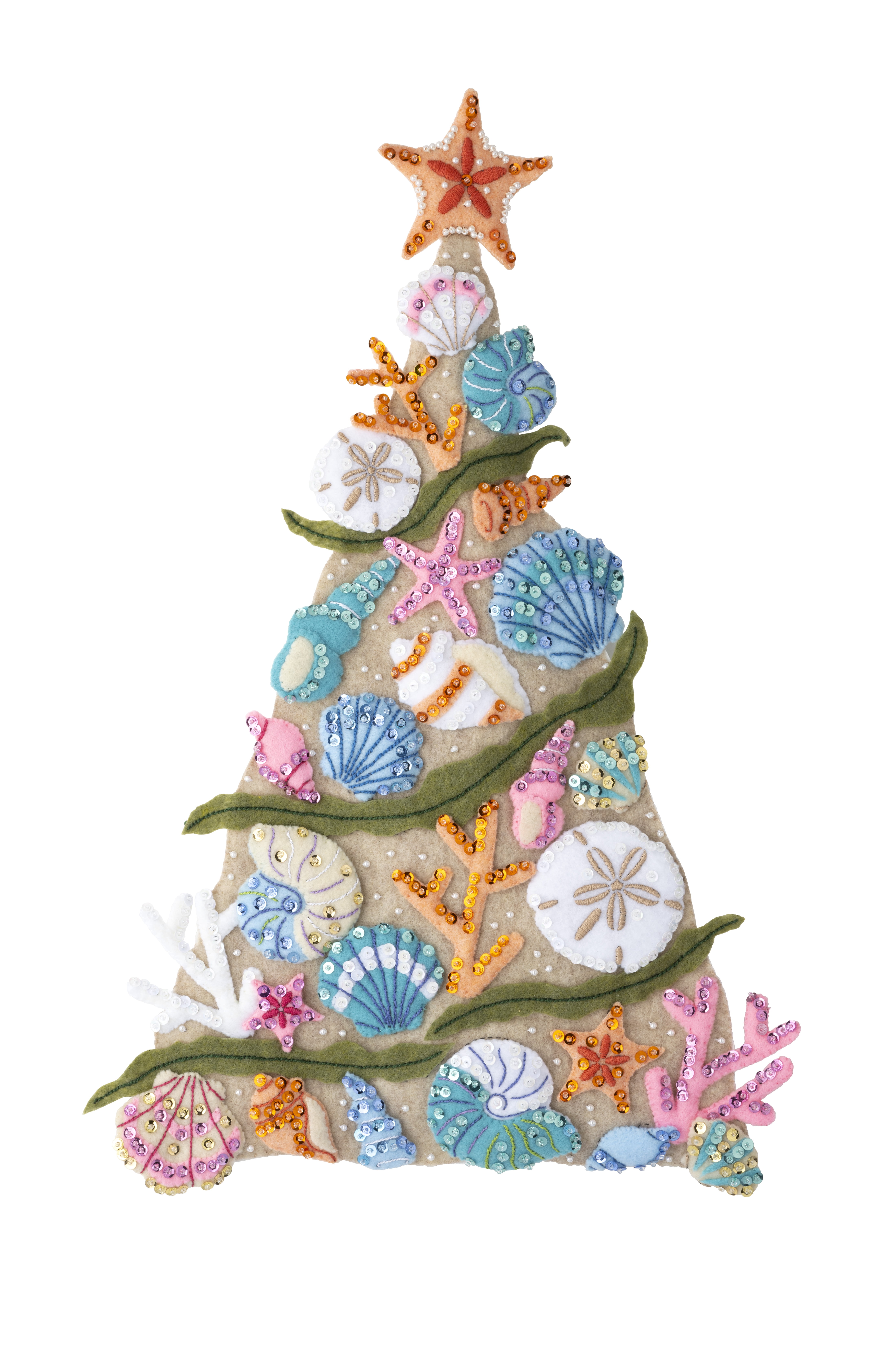 Bucilla Felt Applique Wall Hanging Embroidery Kit, Coastal Christmas, 12" x 24"