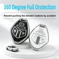 thumbnail image 3 of Key Fob Cover Compatible with Mitsubishi Lancer Eclipse Spyder Endeavor Galant Mirage Outlander Sport 2007-2015 3 Button TPU Carbon Fiber Keychain Case Holder Protector,3 Buttons Silver White, 3 of 6