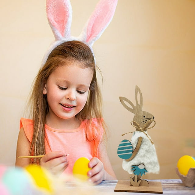 Decoraciones de Pascua, Adornos de Pascua, Regalos de Pascua Adorno de Conejo de Pascua Hogar Pequeño Colgante de Pared Conejo de Pascua Conejo de madera