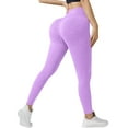 thumbnail image 3 of QATAINLAV Womens Ribbed Knit Sports Yoga Pants Solid Color Casual High Waisted Workout Leggings Tummy Control Butt Lifting Tights, Purple, XXL, 3 of 8